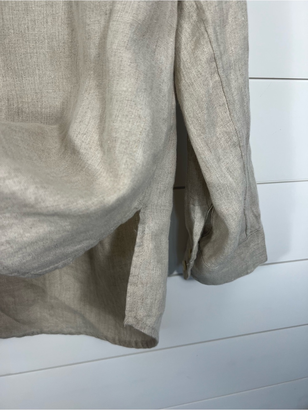 Coldwater Creek 100% Linen Button Up Shirt Womens Large Petite Beige India Made - Picture 7 of 13